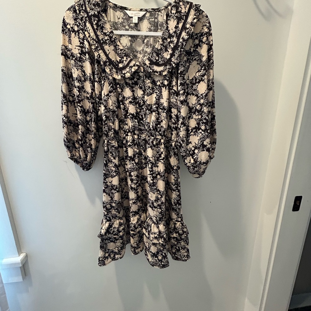 LC Lauren Conrad Black and Cream Floral Dress